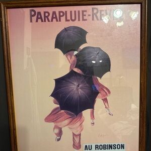 Vintage Parapluie-Revel Printer Poster 25x36 In Original Frame